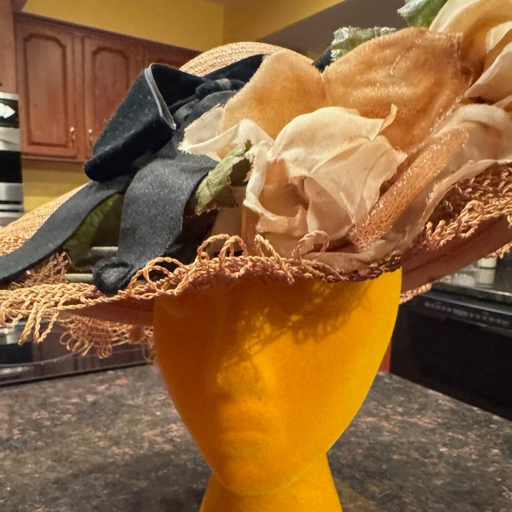 Vintage Straw Boater Hat - Evelyn Lucaya Puerto Rico, Miami, Grand Bahama